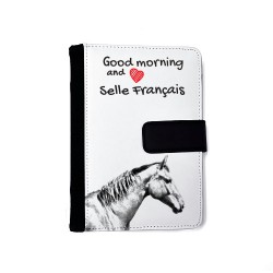 Selle français - Notebook with the calendar of eco-leather with an image of a horse.