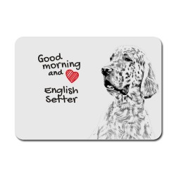 English Setter, A mouse pad with the image of a dog.