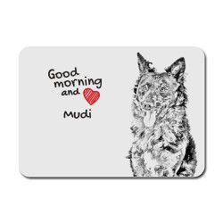 Mudi, A mouse pad with the image of a dog.
