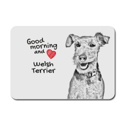 Welsh Terrier, A mouse pad with the image of a dog.