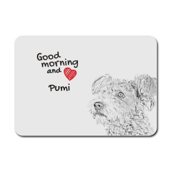 Pumi, A mouse pad with the image of a dog.