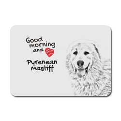 Pyrenean Mastiff, A mouse pad with the image of a dog.