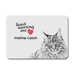 Maine-Coon, Tapis de souris avec l'image d'un chat.