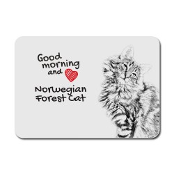 Norwegian Forest cat, A mouse pad with the image of a cat.