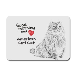 American Curl, A mouse pad with the image of a cat.