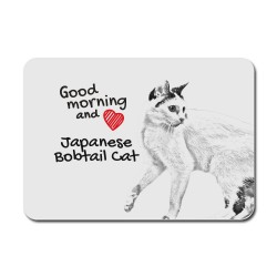 Japanese Bobtail, A mouse pad with the image of a cat.