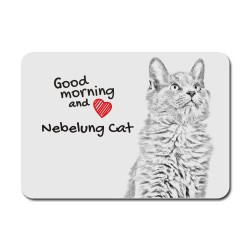Nebelung, A mouse pad with the image of a cat.