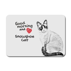 Snowshoe cat, A mouse pad with the image of a cat.
