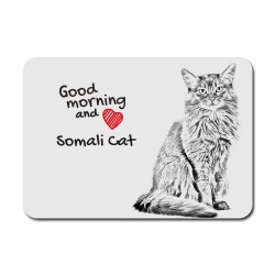 Somali cat, A mouse pad with the image of a cat.