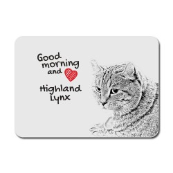 Highland Lynx, Mauspad mit einem Bild eines Katzes.