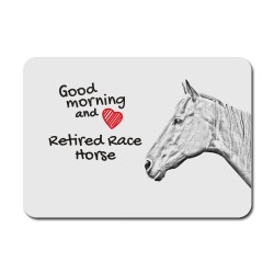 Retired Race Horse, A mouse pad with the image of a horse.
