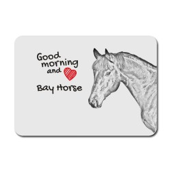Bay , A mouse pad with the image of a horse.