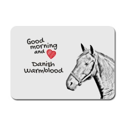 Danish Warmblood, A mouse pad with the image of a horse.