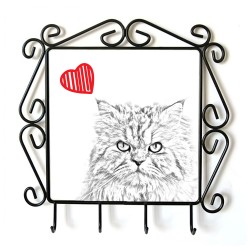 Gato persa - Percha para ropa con la imagen de gato. Gato con el corazón
