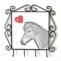 Caballo islandés- Percha para ropa con la imagen de caballo. Caballo con el corazón