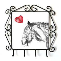 La collezione di grucce di metallo con immagine di cavallo di razza. 