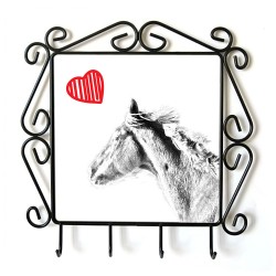Purasangre- Percha para ropa con la imagen de caballo. Caballo con el corazón