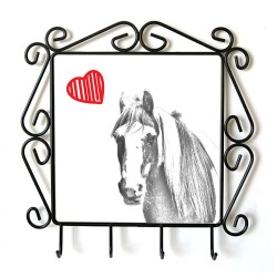 Fell pony- Percha para ropa con la imagen de caballo. Caballo con el corazón