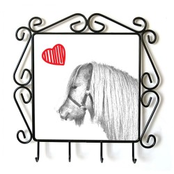 Shetland - Cintre pour vetements avec une image du cheval. Collection. Chien avec le coeur