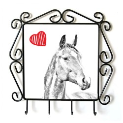 American Warmblood- ruccia per abiti con l’immagine di un cavallo. Collezione. Cavallo con cuore