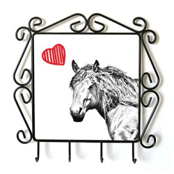 Cheval des montagnes du Pays basque- Cintre pour vetements avec une image du cheval. Collection. Chien avec le coeur