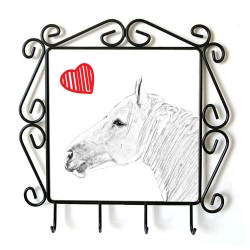 Boulonnais- Percha para ropa con la imagen de caballo. Caballo con el corazón