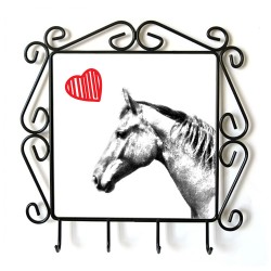 Selle français- Cintre pour vetements avec une image du cheval. Collection. Chien avec le coeur
