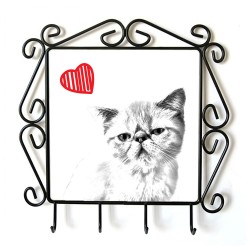 Gato exótico- Percha para ropa con la imagen de gato. Gato con el corazón