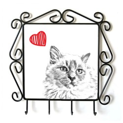 Sacré de Birmanie- Cintre pour vetements avec une image du chat. Collection. Chat avec le coeur