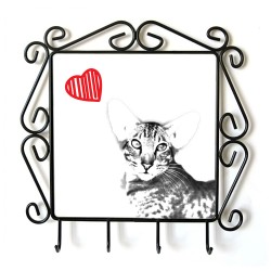 Gato oriental- Percha para ropa con la imagen de gato. Gato con el corazón