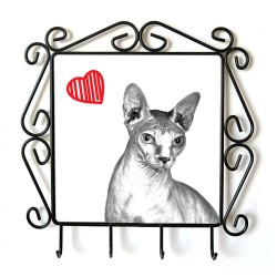 Sphynx- Percha para ropa con la imagen de gato. Gato con el corazón