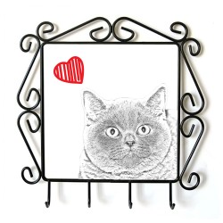British Shorthair- Percha para ropa con la imagen de gato. Gato con el corazón