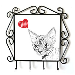 Devon rex- Cintre pour vetements avec une image du chat. Collection. Chat avec le coeur