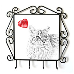 Gato balinés- Percha para ropa con la imagen de gato. Gato con el corazón