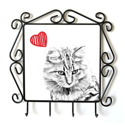 American Bobtail- Percha para ropa con la imagen de gato. Gato con el corazón