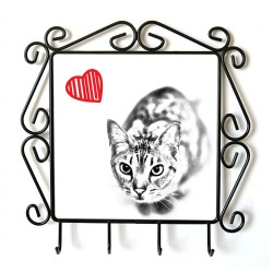 Ocicat- Percha para ropa con la imagen de gato. Gato con el corazón