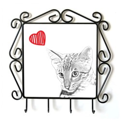 Savannah - Percha para ropa con la imagen de gato. Gato con el corazón