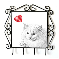 Angora turco- Percha para ropa con la imagen de gato. Gato con el corazón