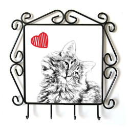 Norwegische Waldkatze- Kleiderbügel mit Katzebild. Sammlung! Katze mit Herz