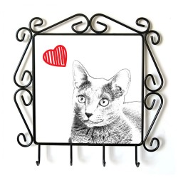 Russian Blue- clothes hanger with an image of a cat. Collection. Cat with heart.