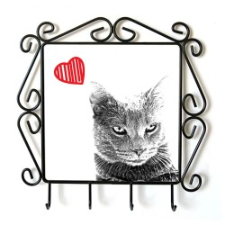 Chartreux- Percha para ropa con la imagen de gato. Gato con el corazón
