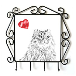 American Curl- clothes hanger with an image of a cat. Collection. Cat with heart.