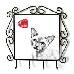 Burmes- Percha para ropa con la imagen de gato. Gato con el corazón