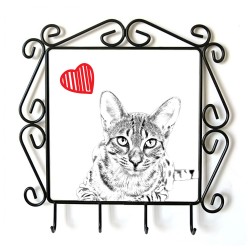 Egyptian Mau- clothes hanger with an image of a cat. Collection. Cat with heart.