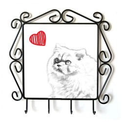 Gato himalayo- Percha para ropa con la imagen de gato. Gato con el corazón