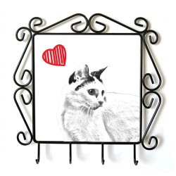 Japanese Bobtail- clothes hanger with an image of a cat. Collection. Cat with heart.