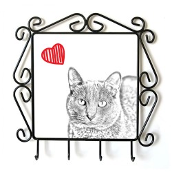 Korat- Percha para ropa con la imagen de gato. Gato con el corazón