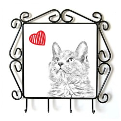 Nebelung- clothes hanger with an image of a cat. Collection. Cat with heart.