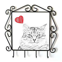 Siberian cat- clothes hanger with an image of a cat. Collection. Cat with heart.