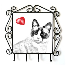 Snowshoe- clothes hanger with an image of a cat. Collection. Cat with heart.